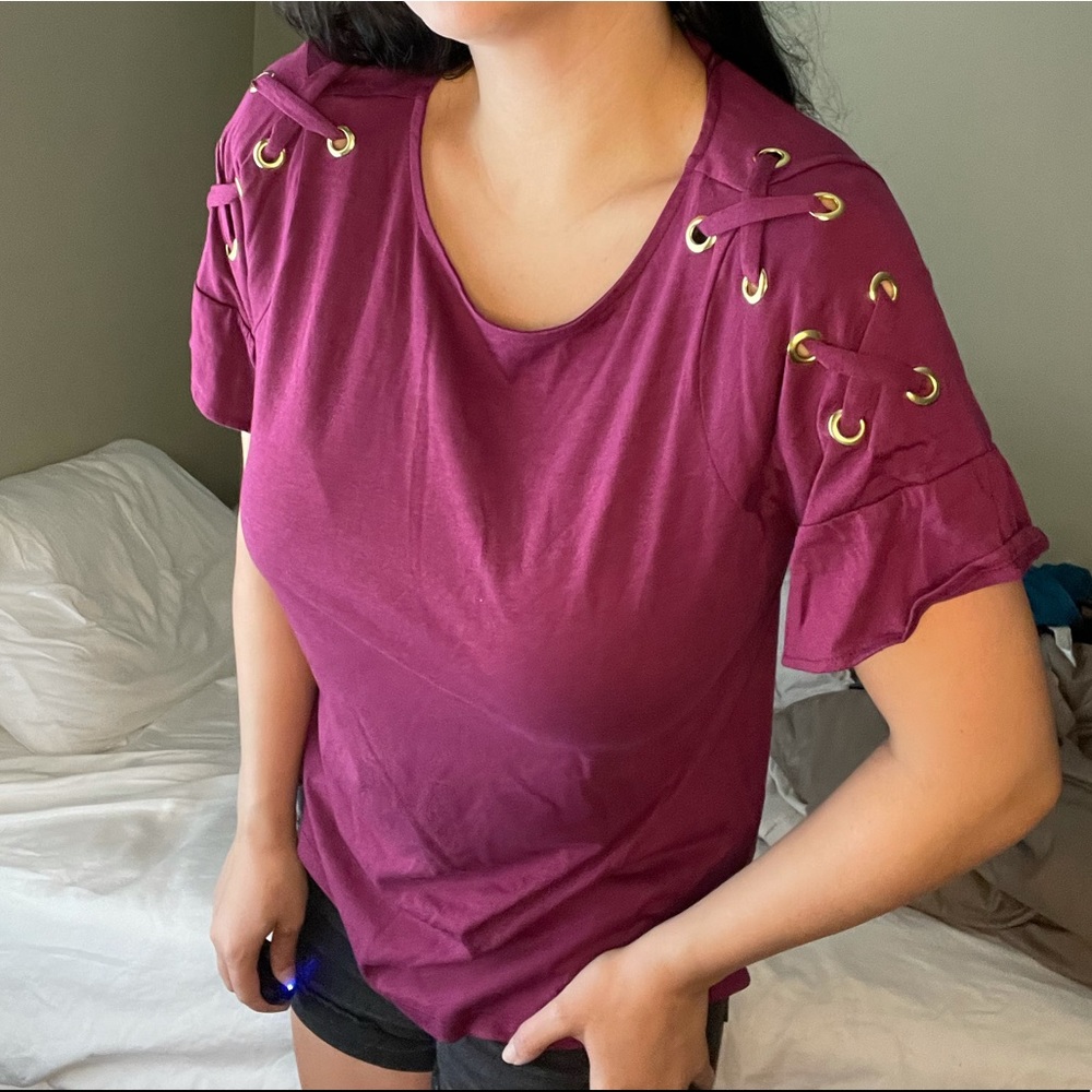 MICHAEL MICHAEL KORS Magenta Crisscross Tshirt - Picture 5 of 8